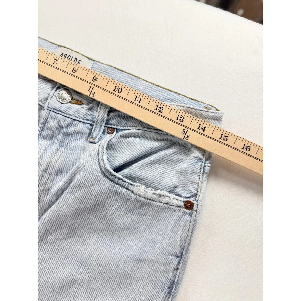 AGOLDE Astrid Denim Maxi Skirt 26 Light Wash Side Slit Made USA